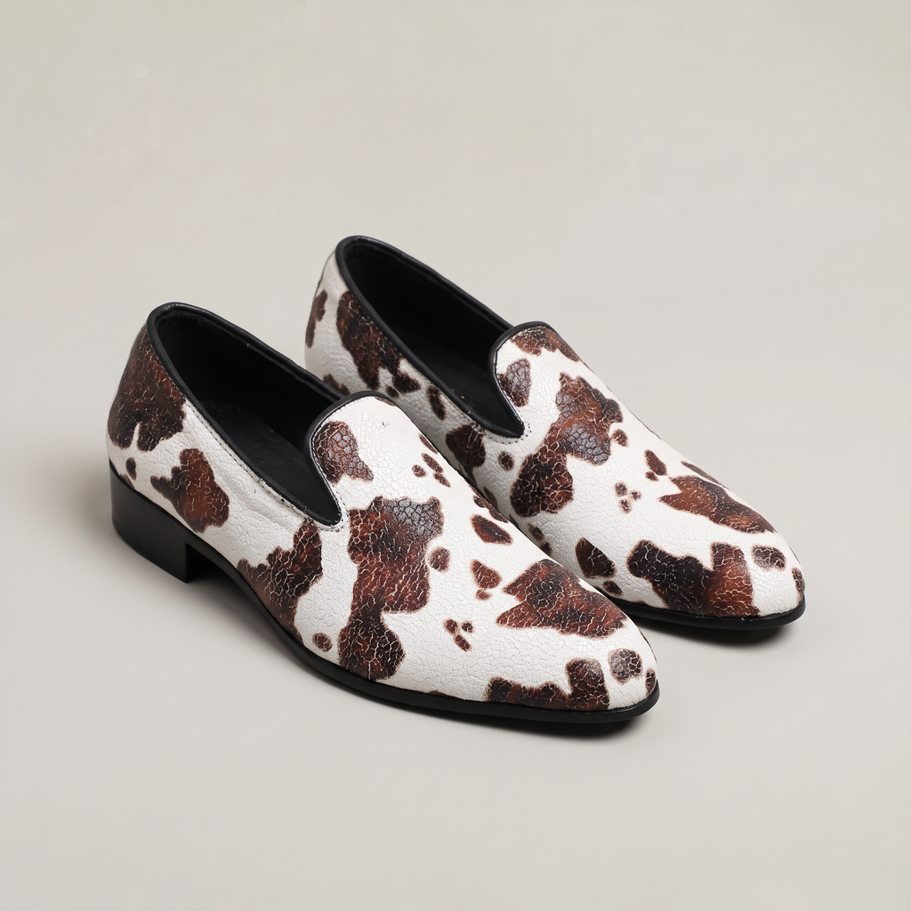 Women’s Cow Print Slip-On Loafers