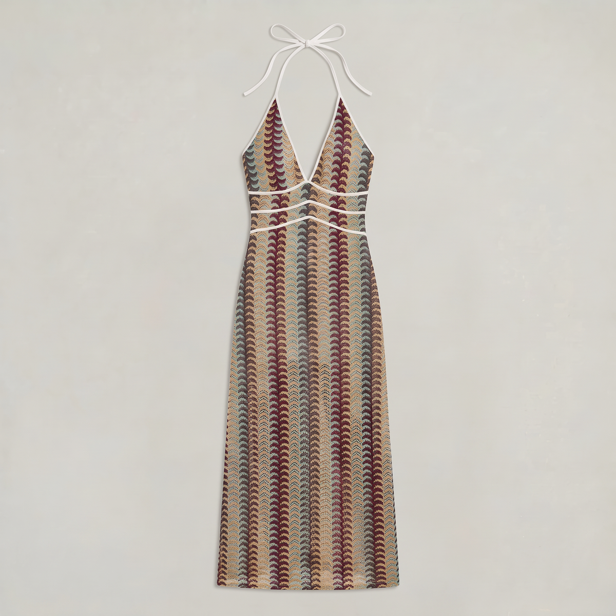 Women’s Crochet Knit Resort Maxi Dress - Strappy V-Neck Holiday Dress