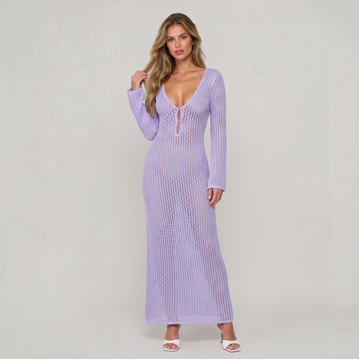 Women’s Crochet V-Neck Resort Maxi Dress