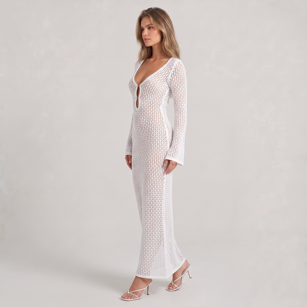 Women’s Crochet V-Neck Resort Maxi Dress
