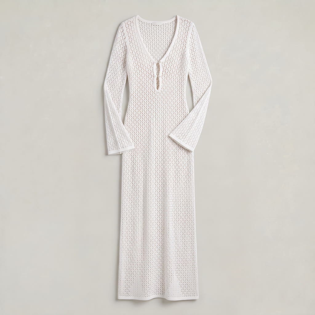 Women’s Crochet V-Neck Resort Maxi Dress