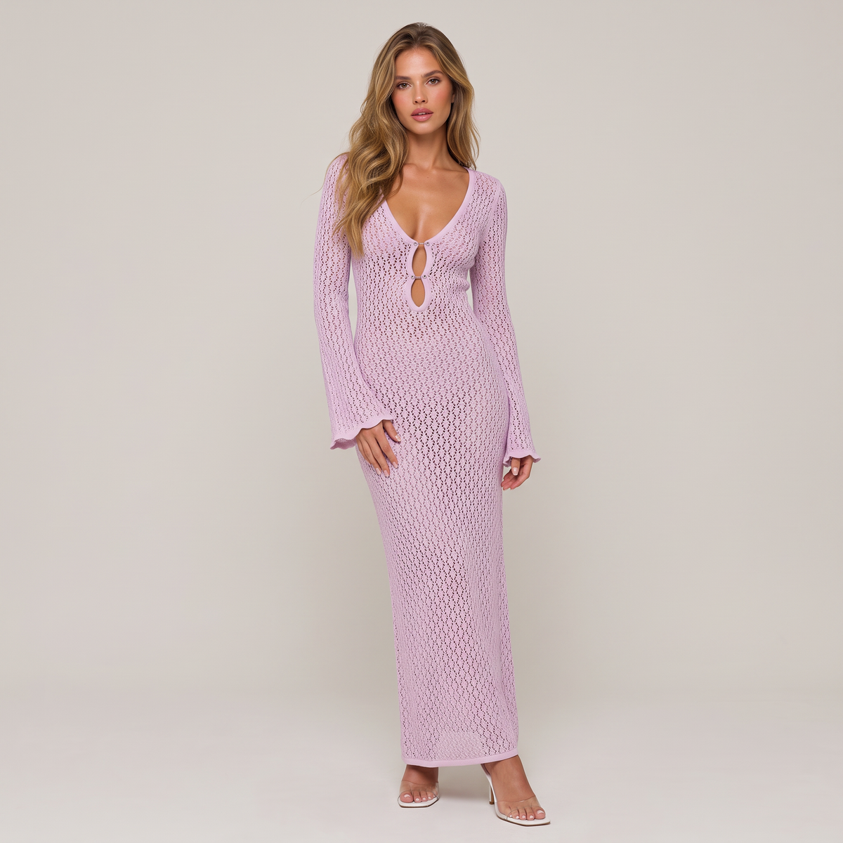 Women’s Crochet V-Neck Resort Maxi Dress