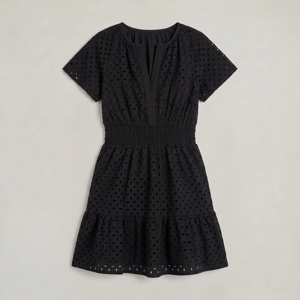 Women’s Eyelet Lace Short Sleeve Mini Dress
