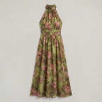 Women's Floral Halter Neck Maxi Dress