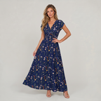 Women’s Floral Print V-Neck Maxi Dress
