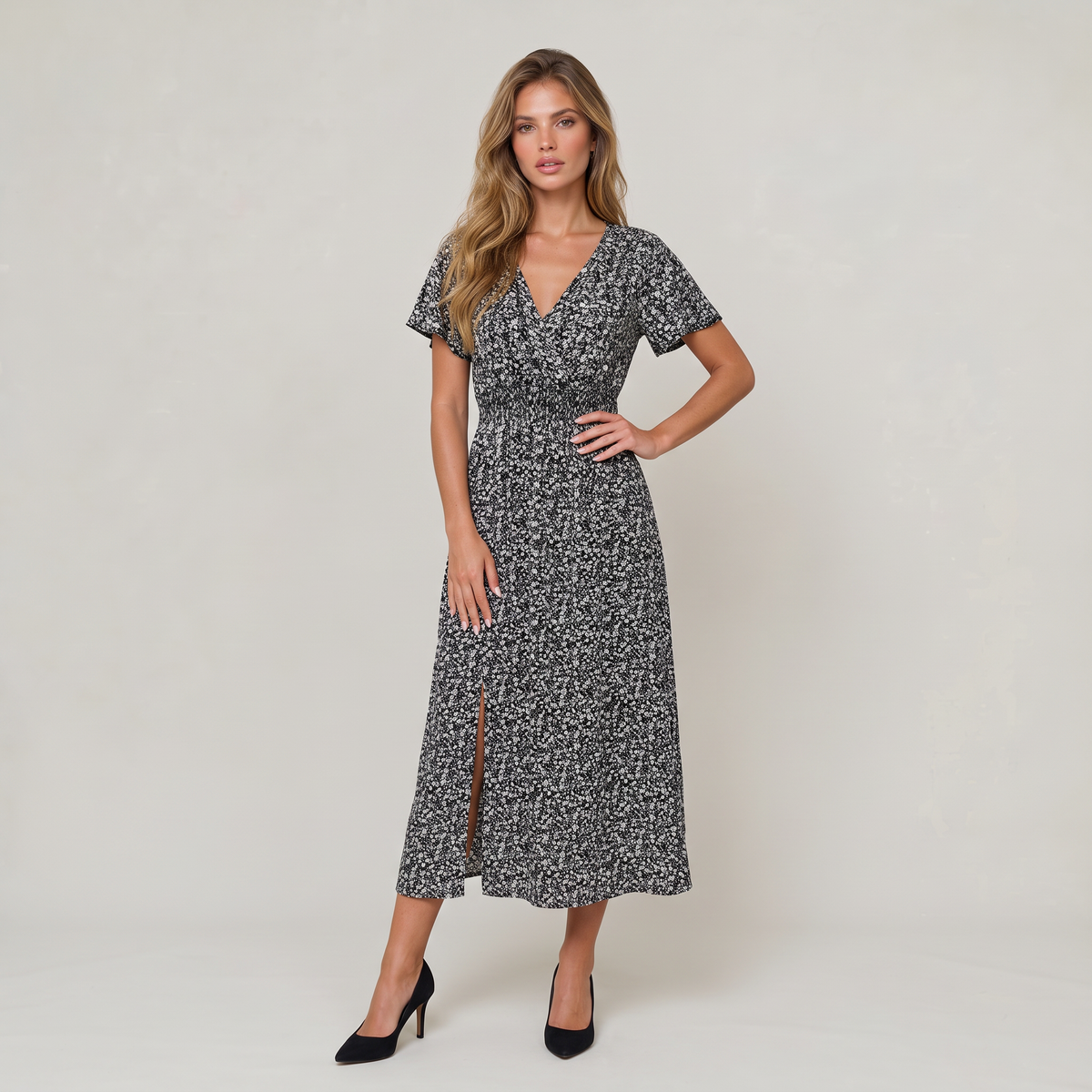 Women’s Floral V-Neck Midi Dress
