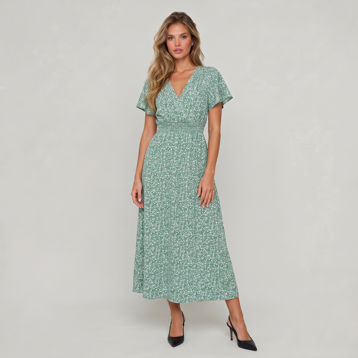 Women’s Floral V-Neck Midi Dress