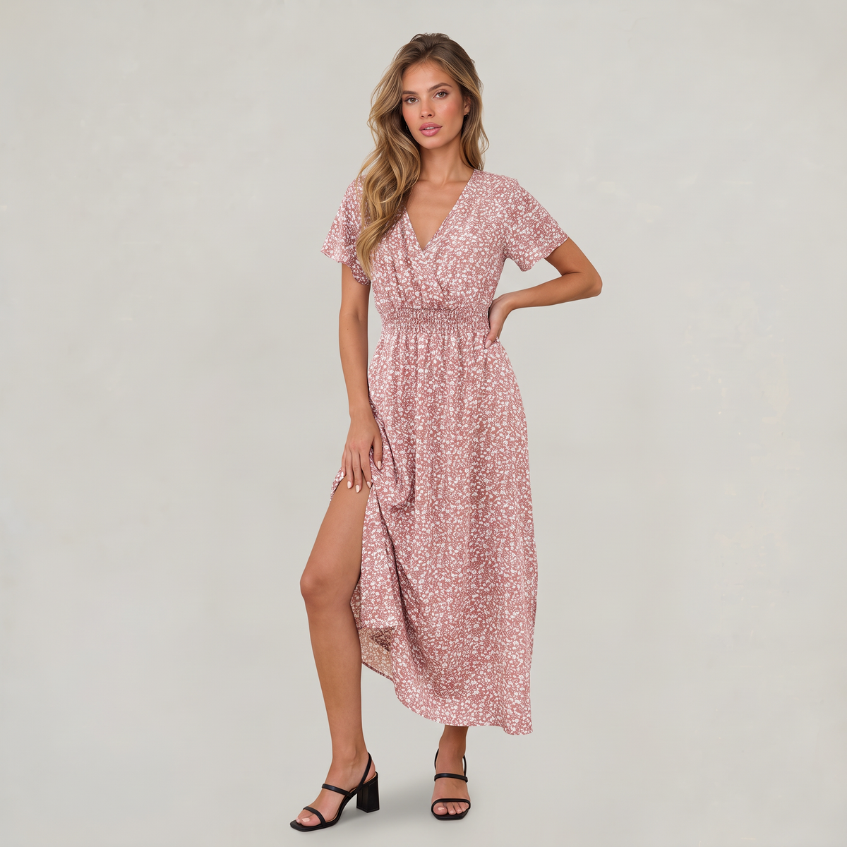 Women’s Floral V-Neck Midi Dress