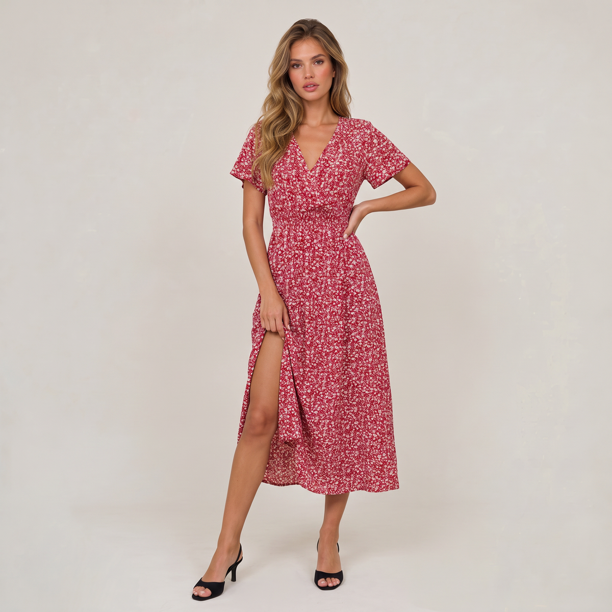 Women’s Floral V-Neck Midi Dress
