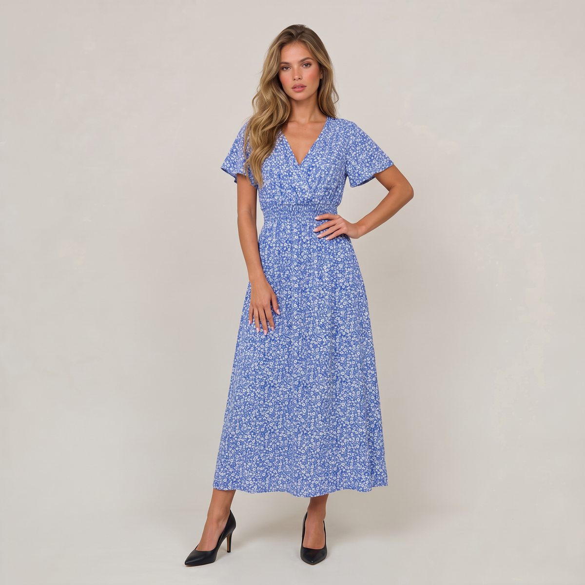 Women’s Floral V-Neck Midi Dress