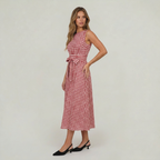 Women’s Gingham Midi Dress Tie Waist