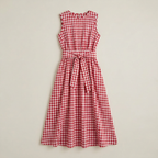 Women’s Gingham Midi Dress Tie Waist