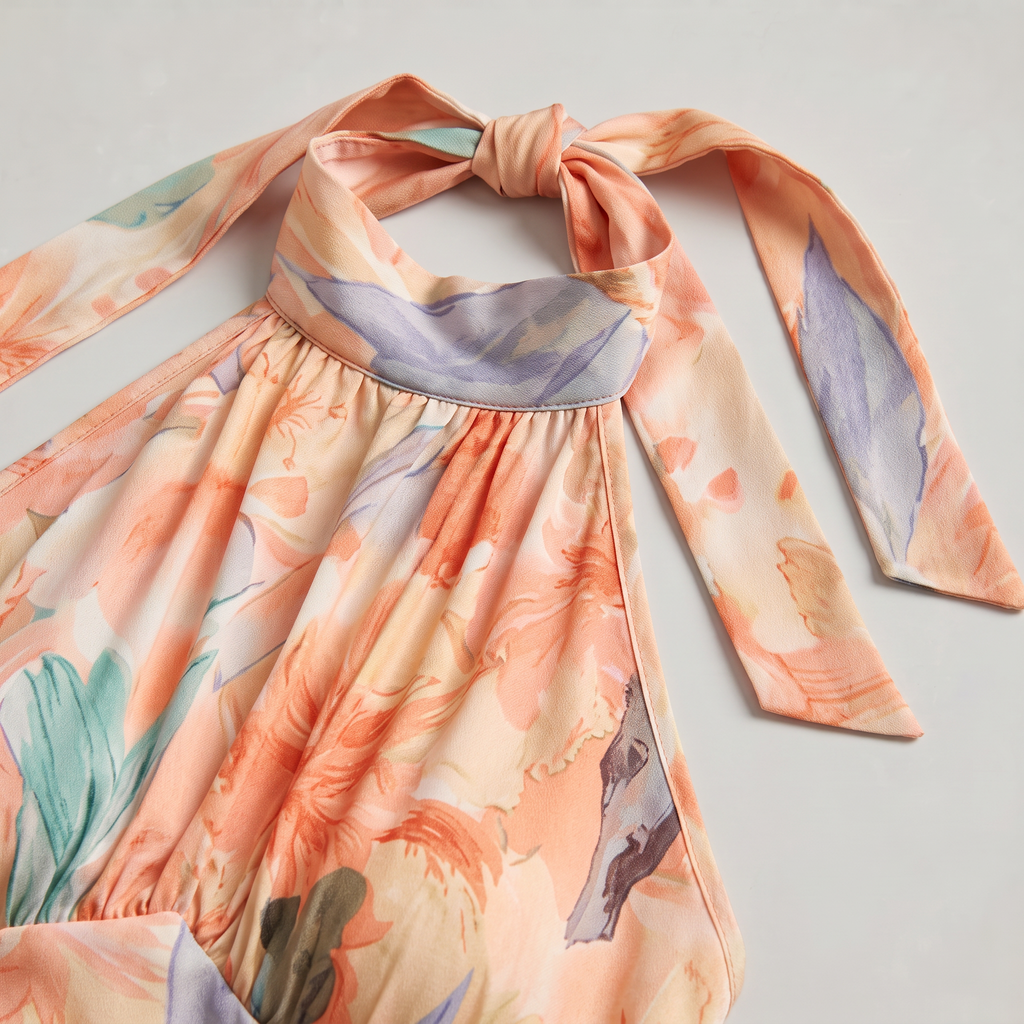 Women’s Halter Floral Print Midi Dress