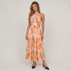 Women’s Halter Floral Print Midi Dress