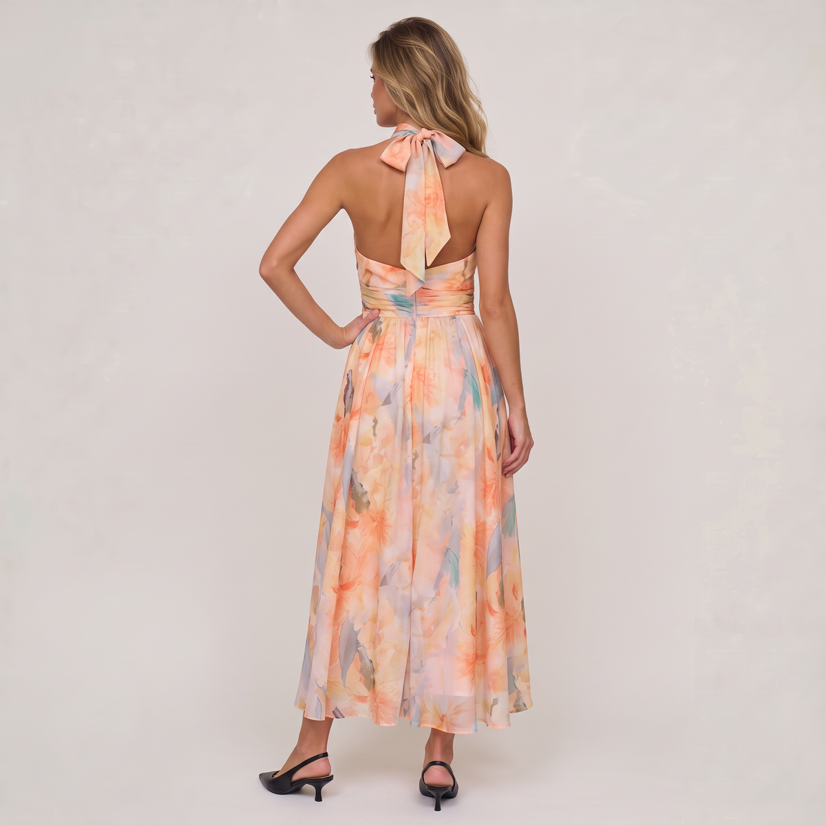 Women’s Halter Floral Print Midi Dress