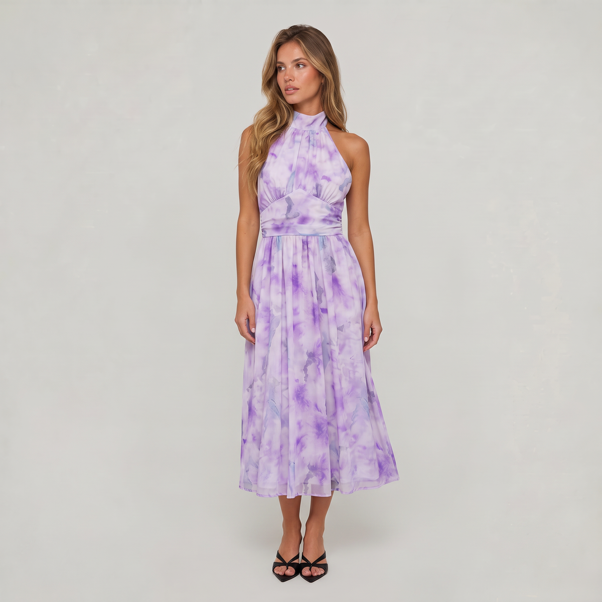 Women’s Halter Floral Print Midi Dress
