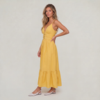 Women’s Halter Neck Ruched Waist Maxi Dress