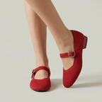 Women’s Mary Jane Flats Ribbed Knit Buckle Strap