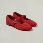 Women’s Mary Jane Flats Ribbed Knit Buckle Strap