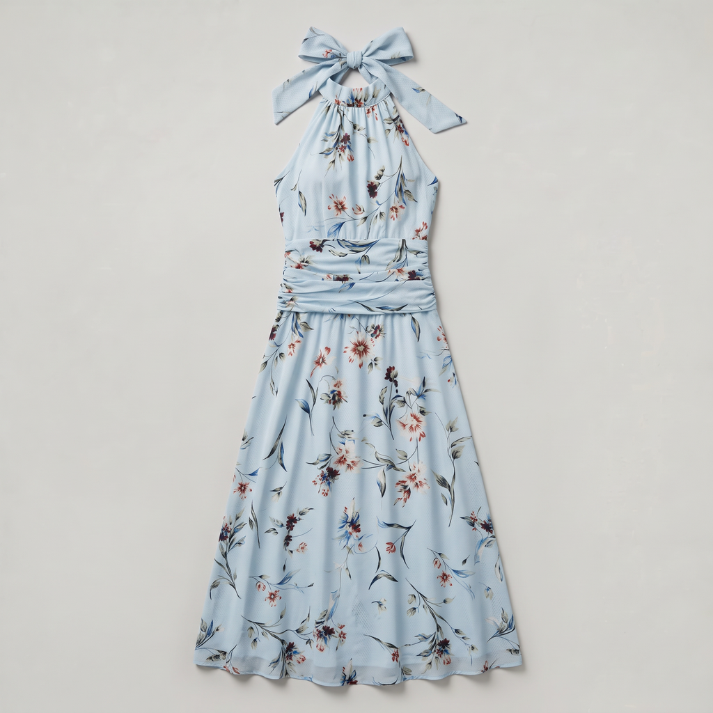 Women’s Maxi Dress Floral Halter Neck Race Day