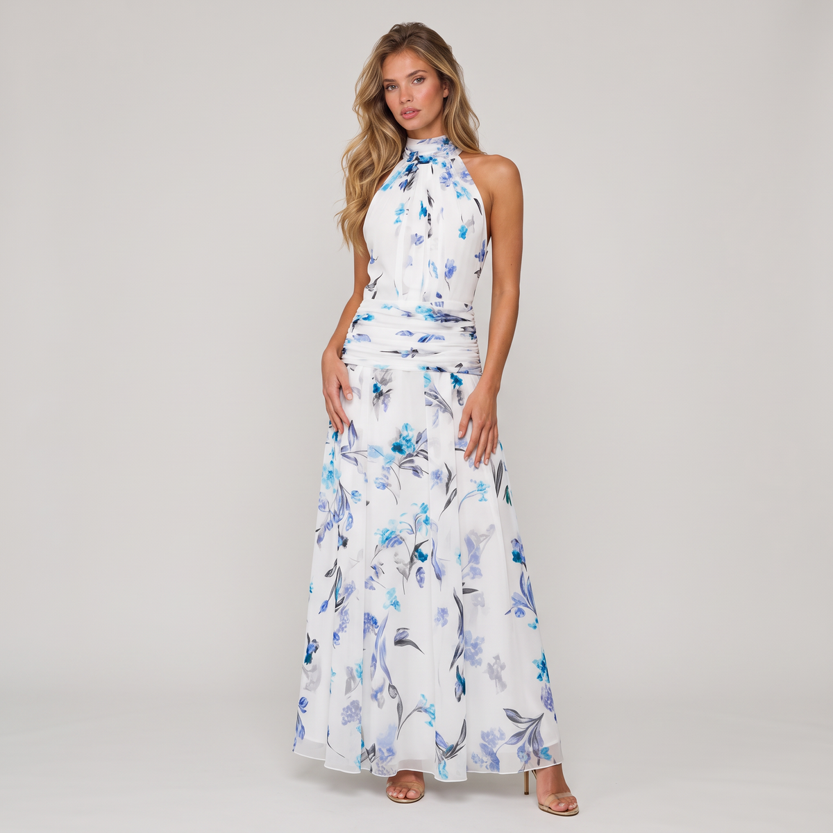 Women’s Maxi Dress Floral Halter Neck Race Day