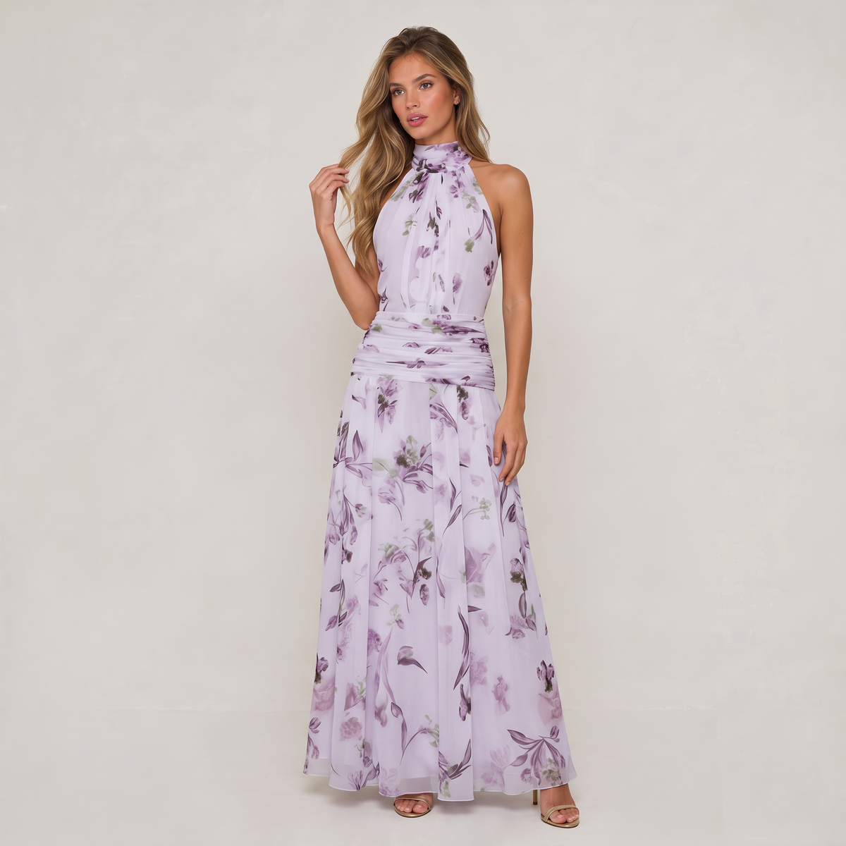 Women’s Maxi Dress Floral Halter Neck Race Day