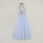 Women’s Striped Halter Cut-Out Maxi Dress