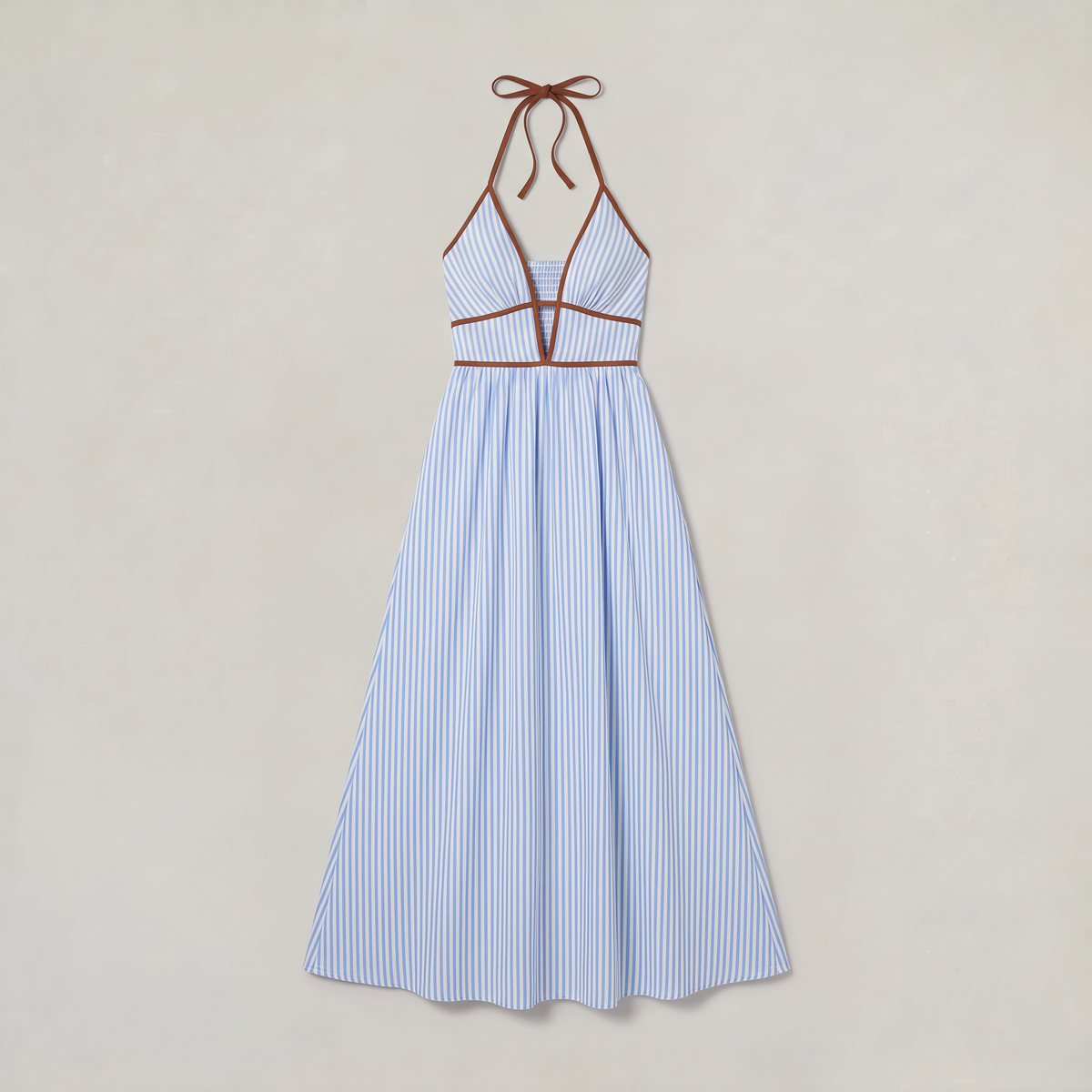 Women’s Striped Halter Cut-Out Maxi Dress