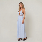 Women’s Striped Halter Cut-Out Maxi Dress