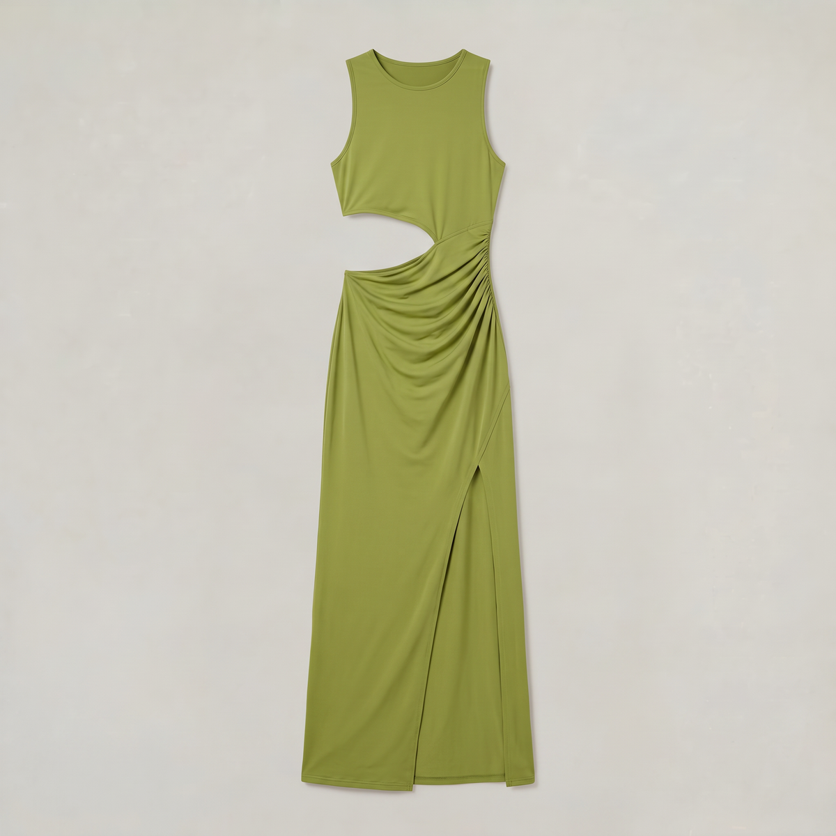 Women’s Moss Green Cut-Out Split Maxi Dress