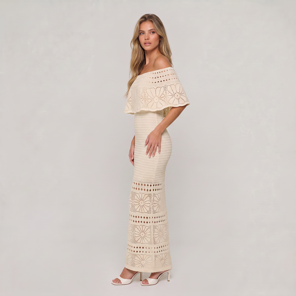 Women’s Off-Shoulder Crochet Resort Maxi Dress