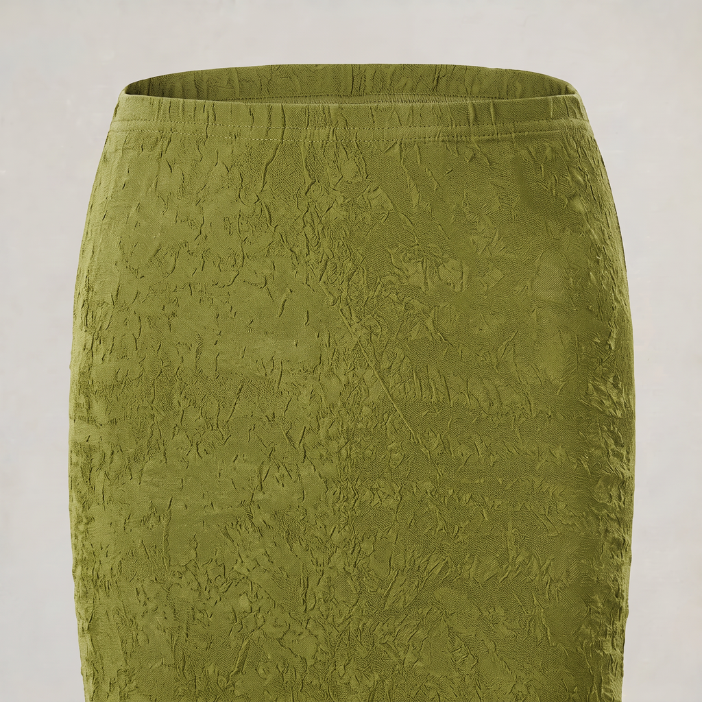 Women’s Olive Green Ruched Maxi Skirt