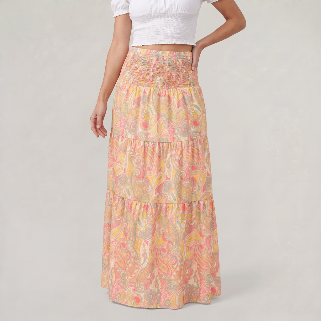 Women’s Paisley Tiered Maxi Skirt