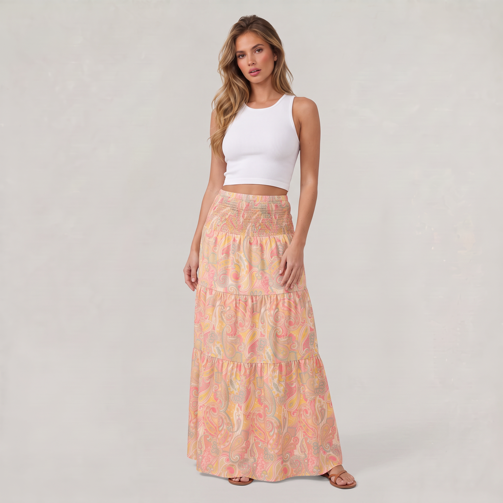 Women’s Paisley Tiered Maxi Skirt