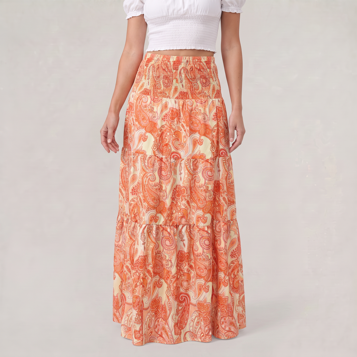 Women’s Paisley Tiered Maxi Skirt