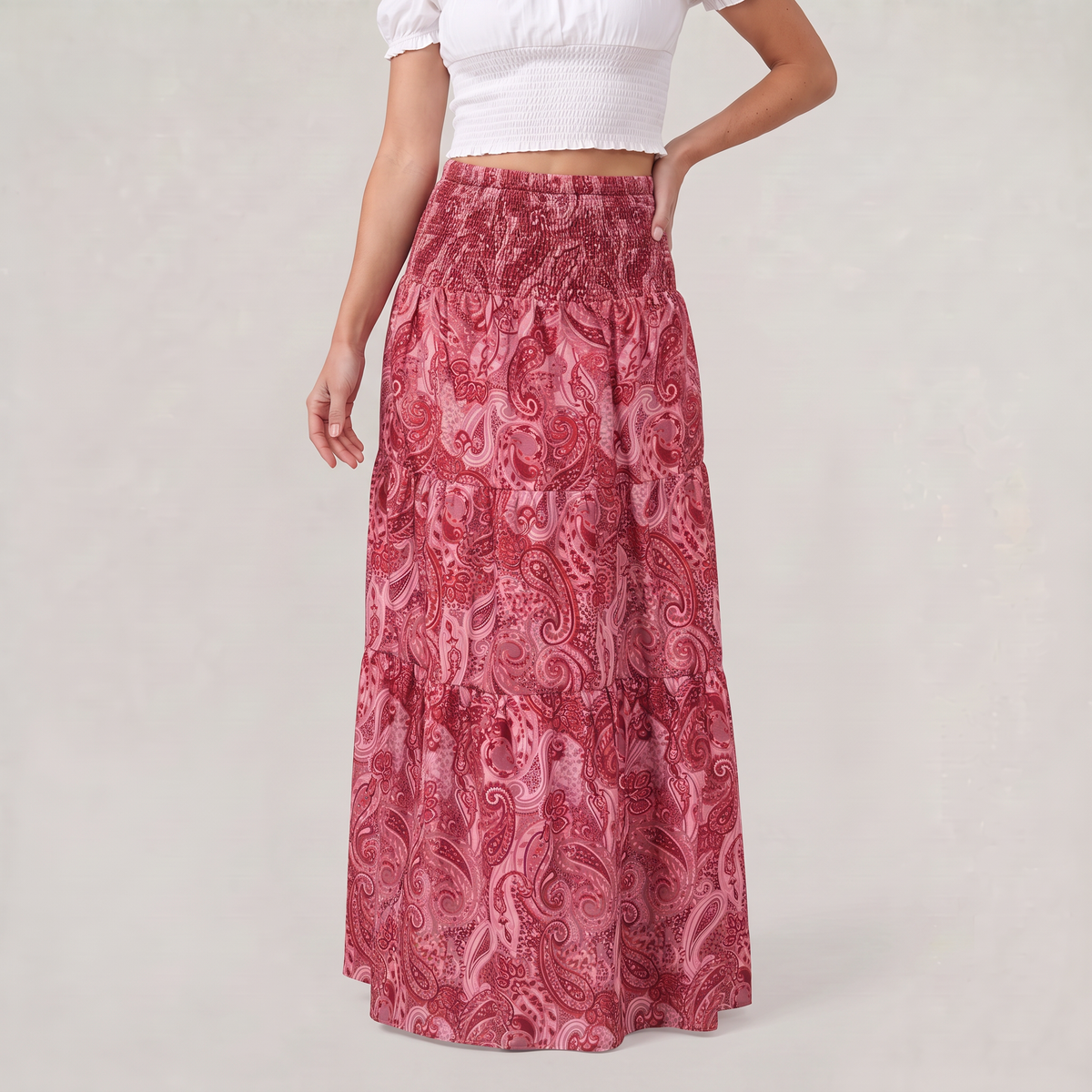 Women’s Paisley Tiered Maxi Skirt