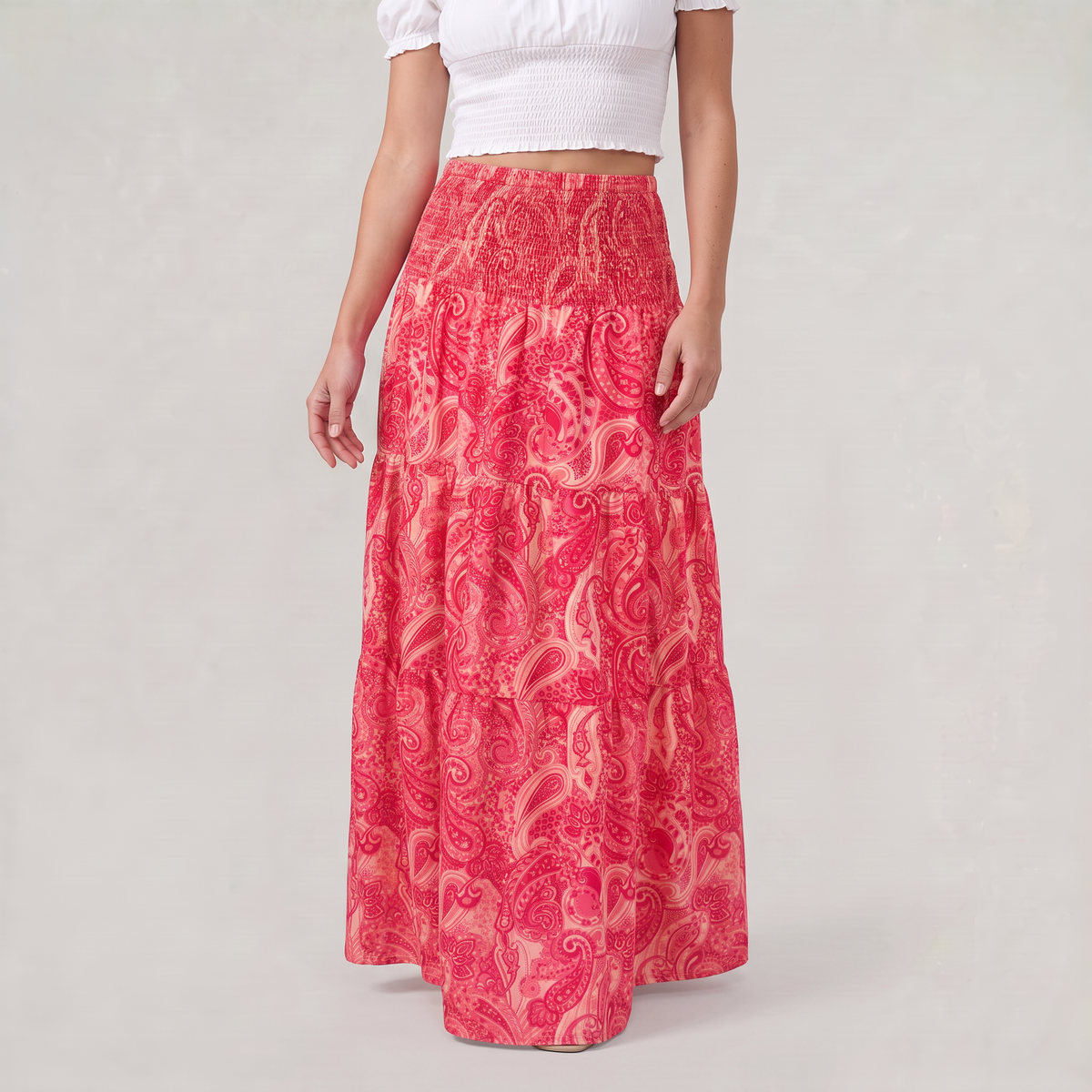 Women’s Paisley Tiered Maxi Skirt