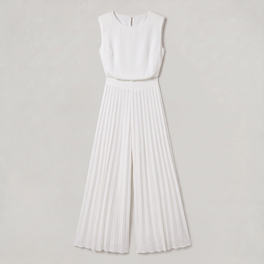 Women’s Pleated Sleeveless Wide Leg Jumpsuit