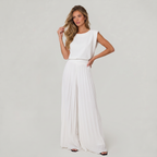 Women’s Pleated Sleeveless Wide Leg Jumpsuit