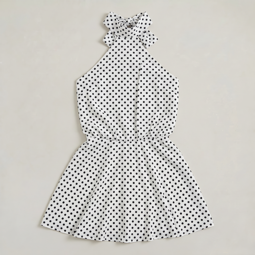 Women’s Polka Dot Halter Neck Mini Dress