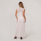 Women’s Polka Dot Ruched High Neck Maxi Dress