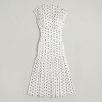 Women’s Polka Dot Ruched High Neck Maxi Dress