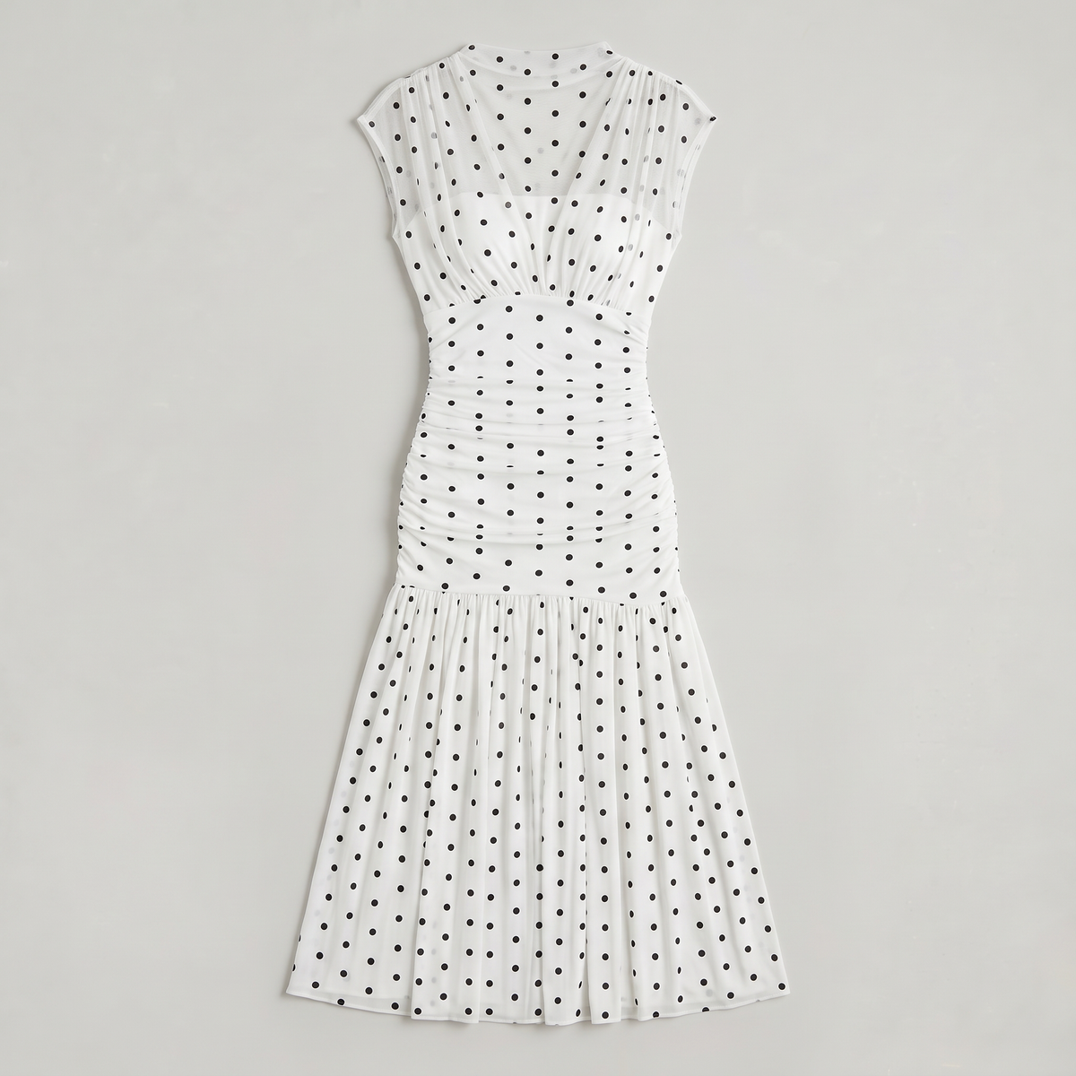 Women’s Polka Dot Ruched High Neck Maxi Dress