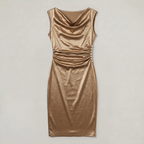Women’s Satin Midi Dress Draped Pearl Detail