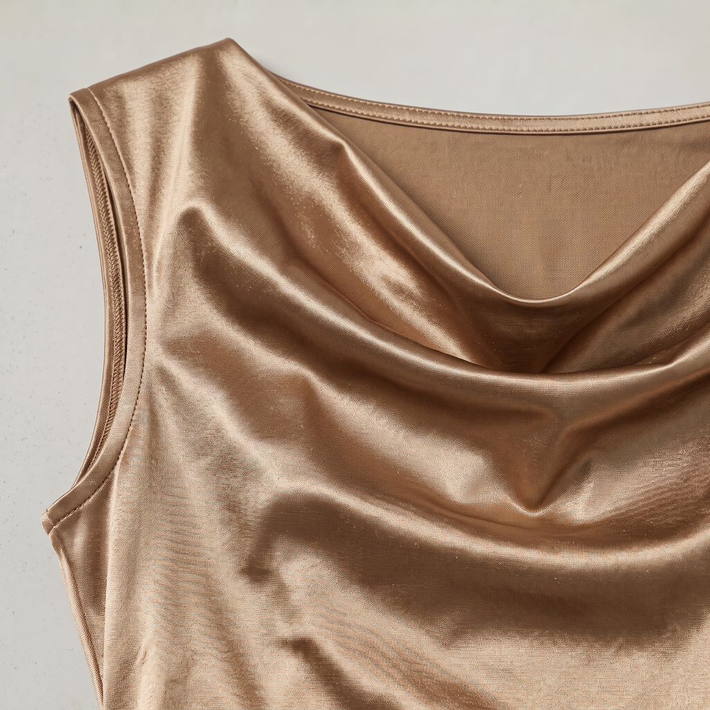 Women’s Satin Midi Dress Draped Pearl Detail