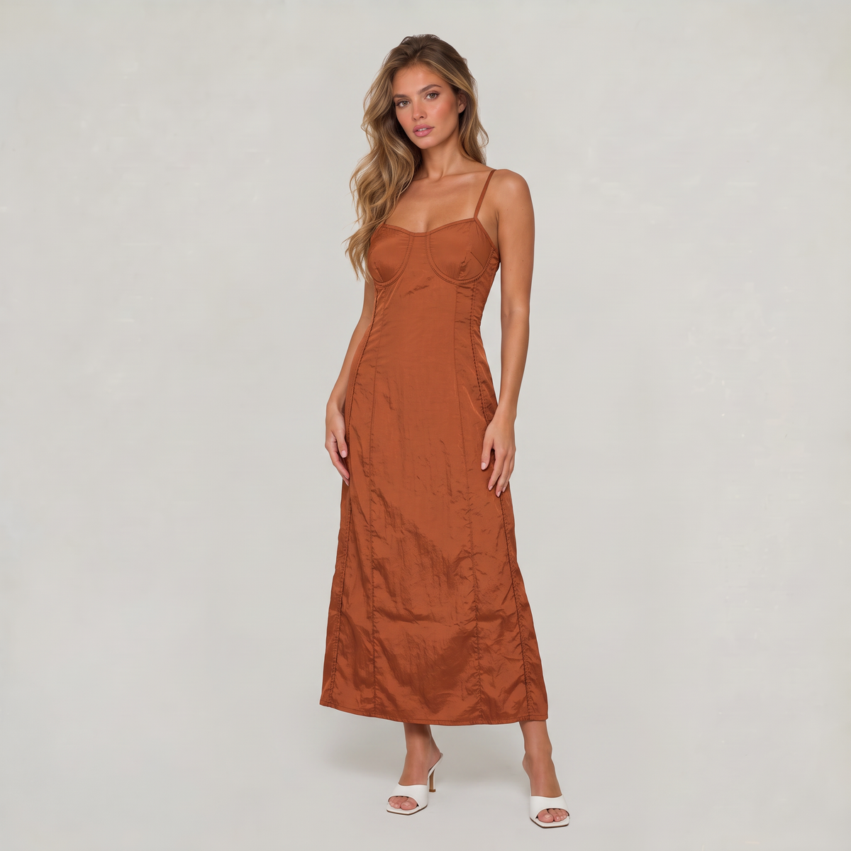 Women’s Sleeveless Corset Bodice Maxi Dress