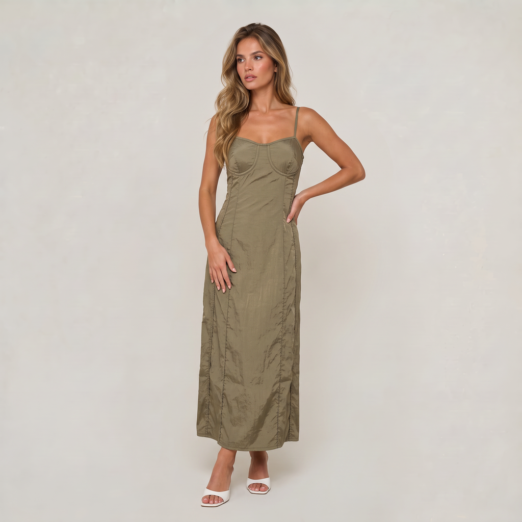 Women’s Sleeveless Corset Bodice Maxi Dress