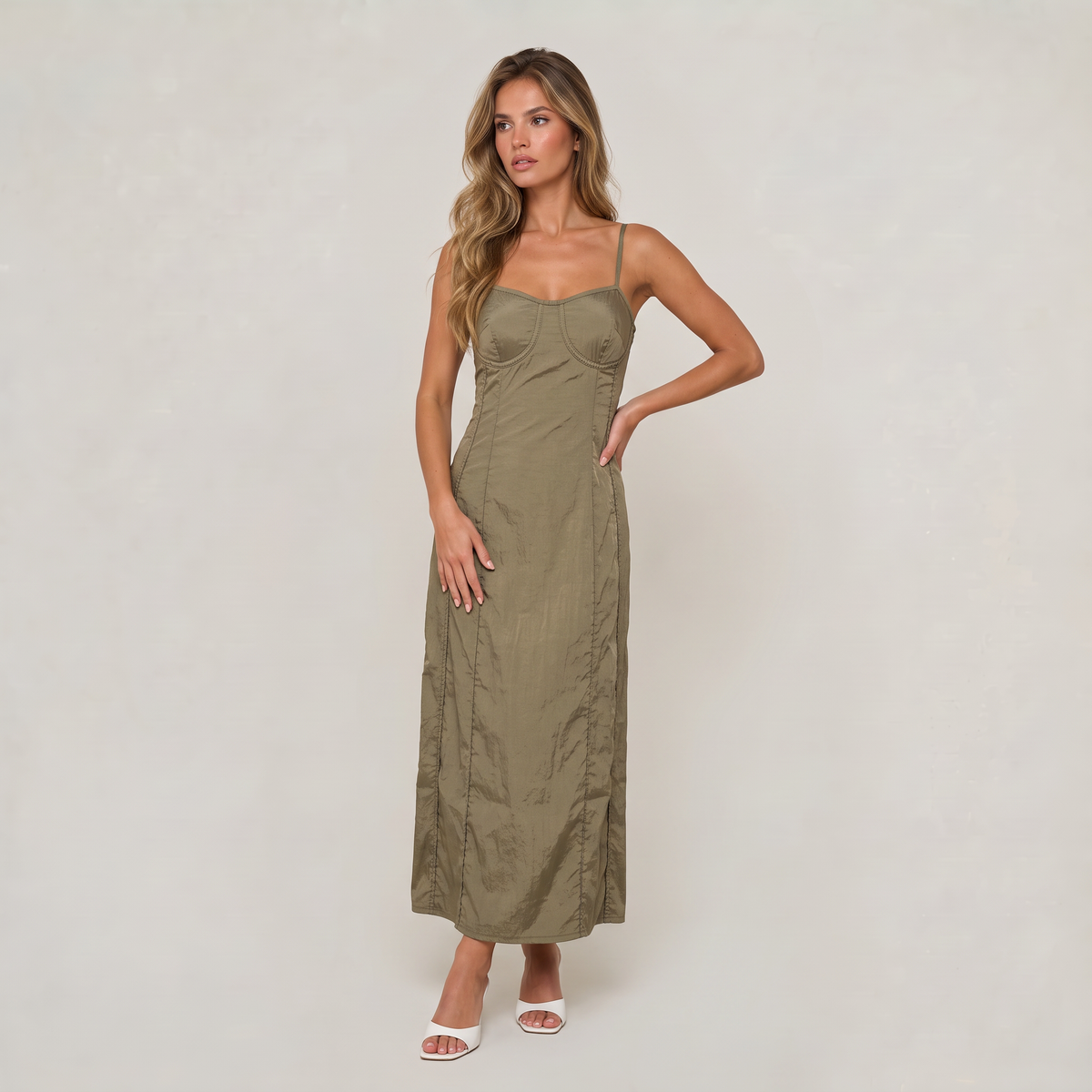 Women’s Sleeveless Corset Bodice Maxi Dress
