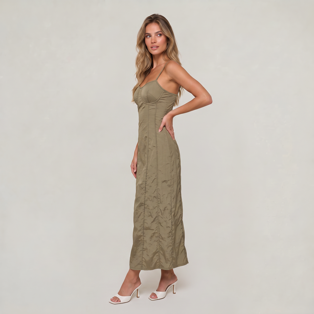 Women’s Sleeveless Corset Bodice Maxi Dress
