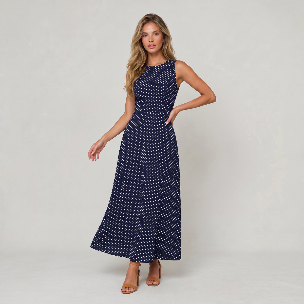 Women’s Sleeveless Polka Dot Maxi Dress